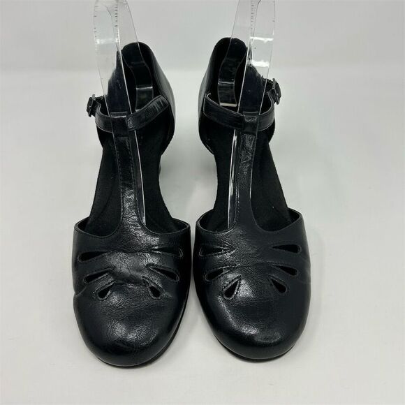 Aerosoles Heelrest Women's Black T-Strap Faux Leather Mary Jane Heels Size 8.5M - Picture 4 of 13